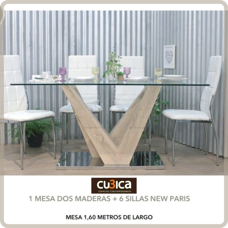 Mesa rectangular y 6 sillas